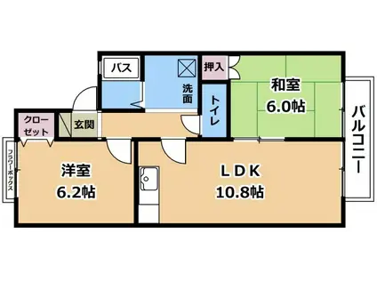 セジュール東南壮(2LDK/2階)の間取り写真