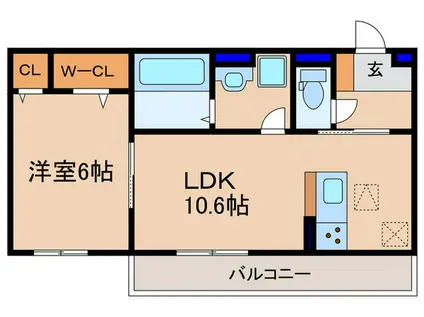 エレガンスビュー(1LDK/1階)の間取り写真