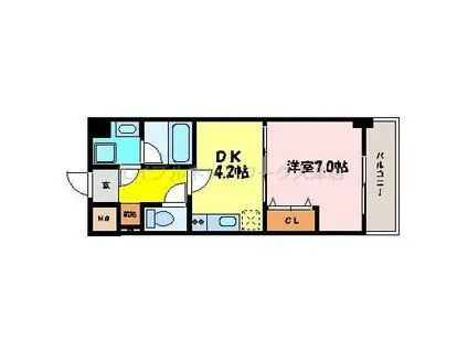 エンゼルプラザ大津長等(1DK/9階)の間取り写真