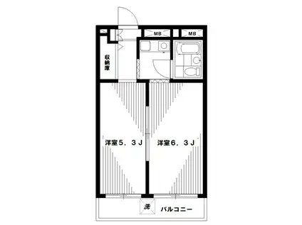 NHレジデンス中野(2K/1階)の間取り写真