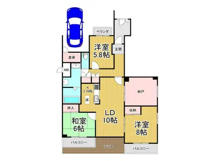 リヴィエール香櫨園(4LDK/1階)の間取り写真