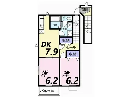 オーブリー T・Y(2DK/2階)の間取り写真