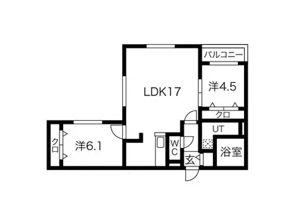 ZABO HILLS MINAMIMARUYAMA(2LDK/5階)の間取り写真