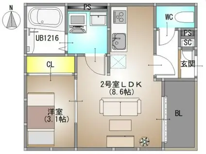REGALEST GRACE 高柳(1LDK/3階)の間取り写真