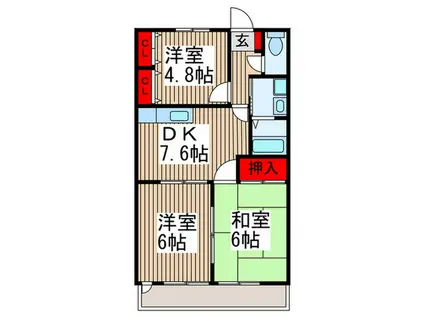 エクセレンストキA棟(3DK/2階)の間取り写真