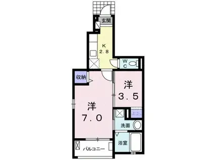 テゾーロ 美原(2K/1階)の間取り写真