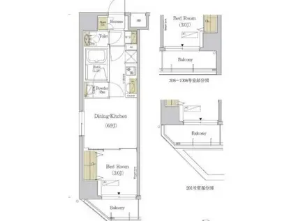 アーバネックス森下IV(1DK/8階)の間取り写真