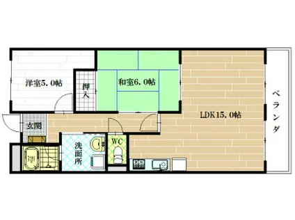 ミレニアムニシムラ(2LDK/2階)の間取り写真