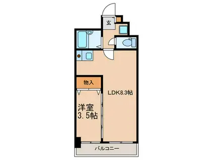 X-OVER21(1LDK/5階)の間取り写真