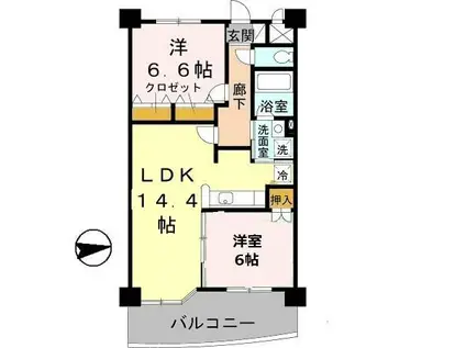 リュイール桃山台(2LDK/4階)の間取り写真