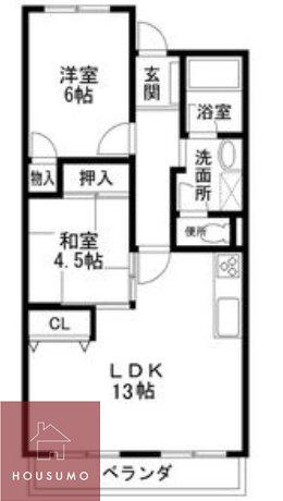 グランドール中桜塚(2LDK/2階)の間取り写真