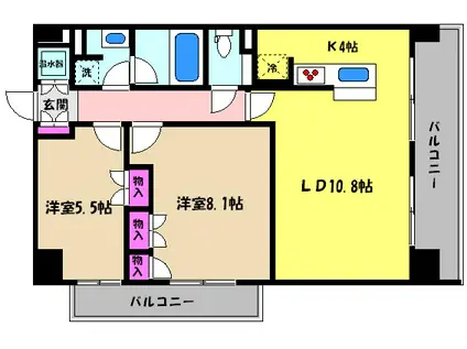 サニープレイス西芦屋(2LDK/9階)の間取り写真