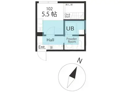 ハーミットクラブハウス京急弘明寺IIIB棟(ワンルーム/1階)の間取り写真