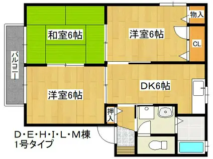 スペースイン上山門パークシティ(3DK/2階)の間取り写真