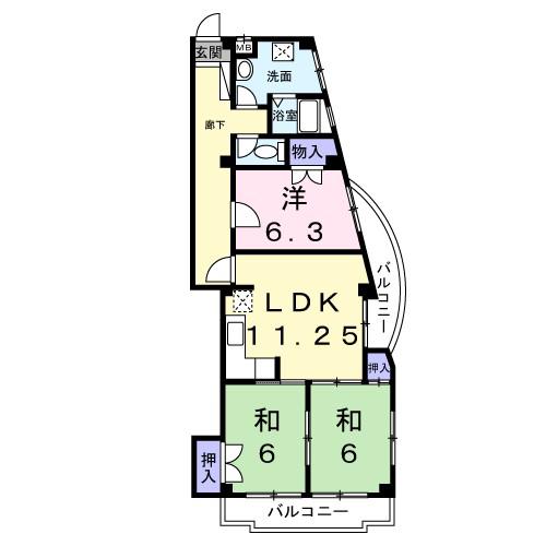 サンハイツ坂末(3LDK/2階)の間取り写真
