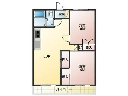 NAGAI(2LDK/3階)の間取り写真
