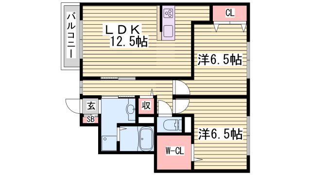 ブランフルーレ A棟(2LDK/1階)の間取り写真