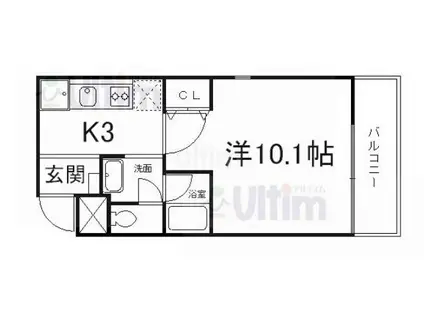 SCABBARD東山(1K/2階)の間取り写真