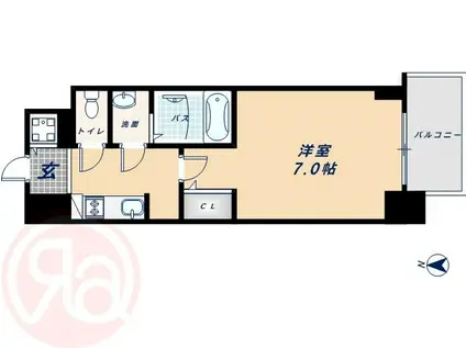 S-RESIDENCE難波BRILLER(1K/14階)の間取り写真