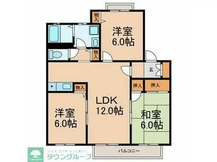 グランデージ(3LDK/2階)の間取り写真