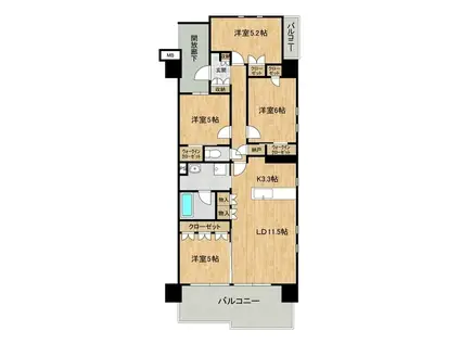 ハイムスイートつくば春日(4LDK/4階)の間取り写真