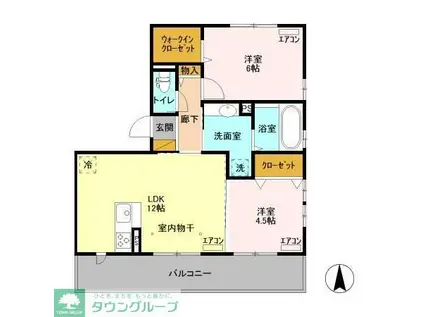 VERDEB棟(2LDK/2階)の間取り写真