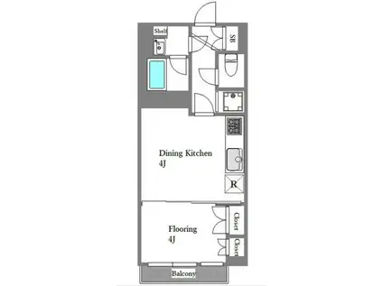 マンションニュー池尻(1DK/13階)の間取り写真