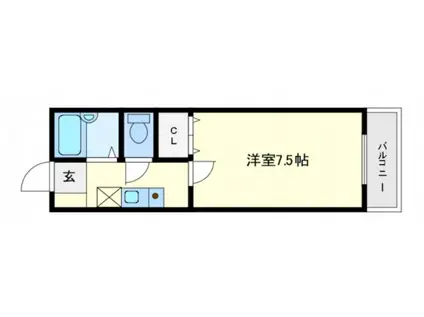 ウインウエスト(1K/4階)の間取り写真