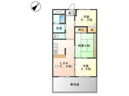 グリーンハイツ大塩II(3LDK/1階)の間取り写真