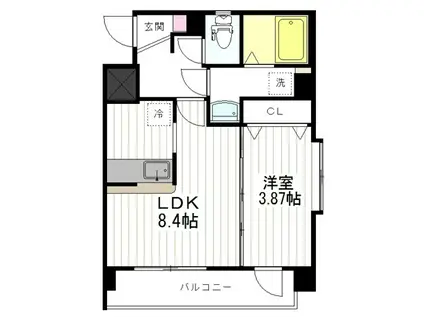 ハミングバード長命ヶ丘(1LDK/3階)の間取り写真