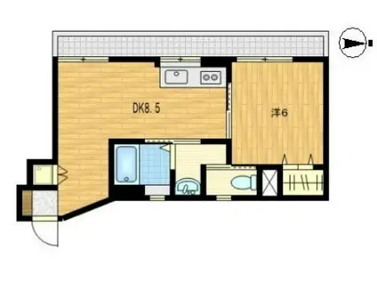 シャトー瑠璃(1DK/5階)の間取り写真