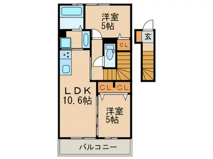 フル―レ神明(2LDK/2階)の間取り写真