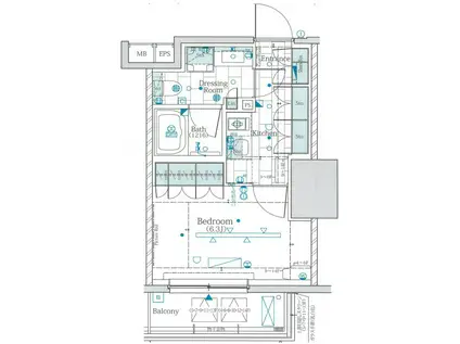 ザ・パークワンズ渋谷本町(1K/7階)の間取り写真