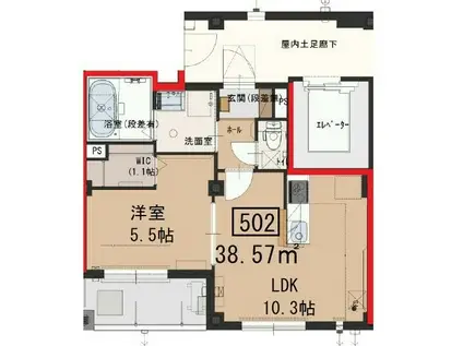 ワセストII(1LDK/3階)の間取り写真