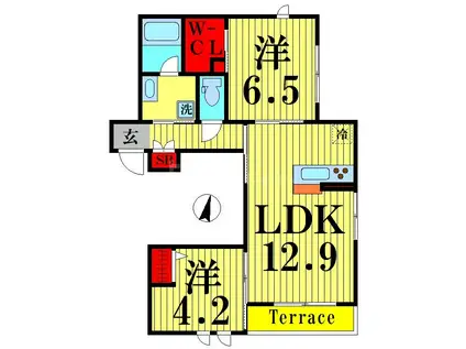 COSMOS(2LDK/1階)の間取り写真