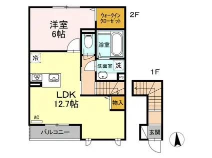 ウィルテラス(1LDK/2階)の間取り写真