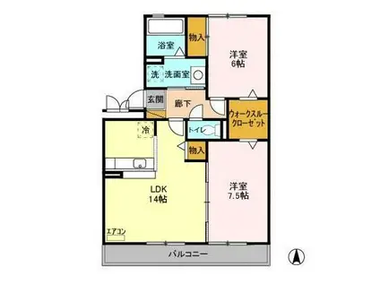 ベルデュールA・B (2LDK/2階)の間取り写真