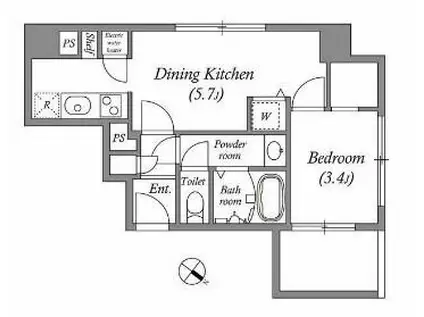 オーパスホームズ三田(1DK/3階)の間取り写真