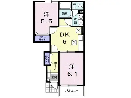 ボンマルシェ・アン(2DK/1階)の間取り写真
