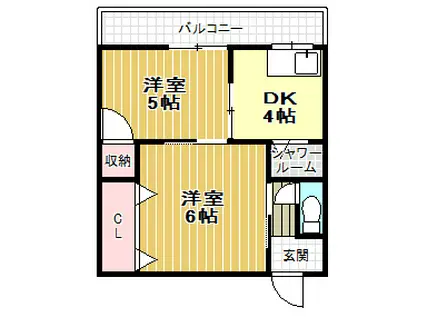 阪南ジャンボハイツ(2K/1階)の間取り写真