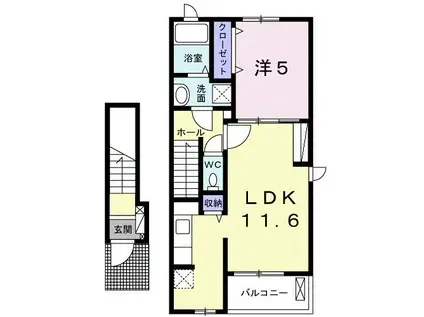 アドラブール(1LDK/2階)の間取り写真