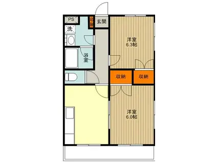 アクアメゾン(2DK/2階)の間取り写真