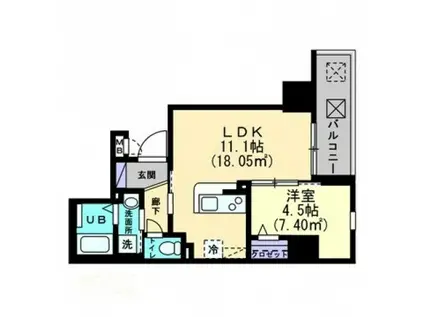 ルミナス藤塚町(1LDK/3階)の間取り写真