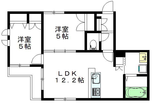 エスポワール宮前(2LDK/2階)の間取り写真