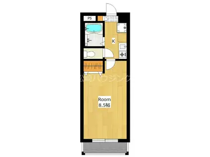 ストロベリーフィールド(1K/3階)の間取り写真