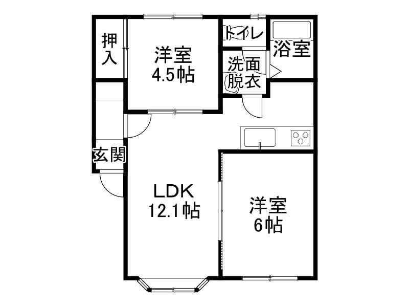 ハイム雄(2LDK/2階)の間取り写真