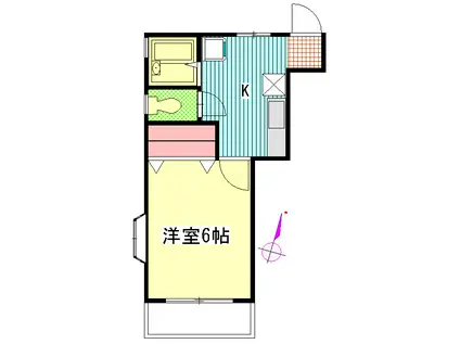 ハイツたちばな(1K/2階)の間取り写真