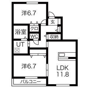 ＪＲ常磐線 相馬駅 車で4分 2階建 築11年(2LDK/1階)の間取り写真