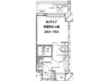グランリーヴェル新川崎VERY(1K/7階)の間取り写真