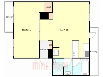 厚生年金C棟(1LDK/1階)の間取り写真